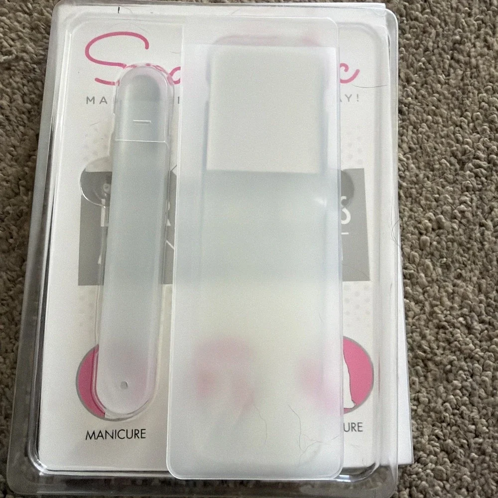 Spa-Rific marble Laser Etched Glass Mani- Pedi Set NIB Sparific